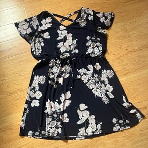 Navy and white floral dress